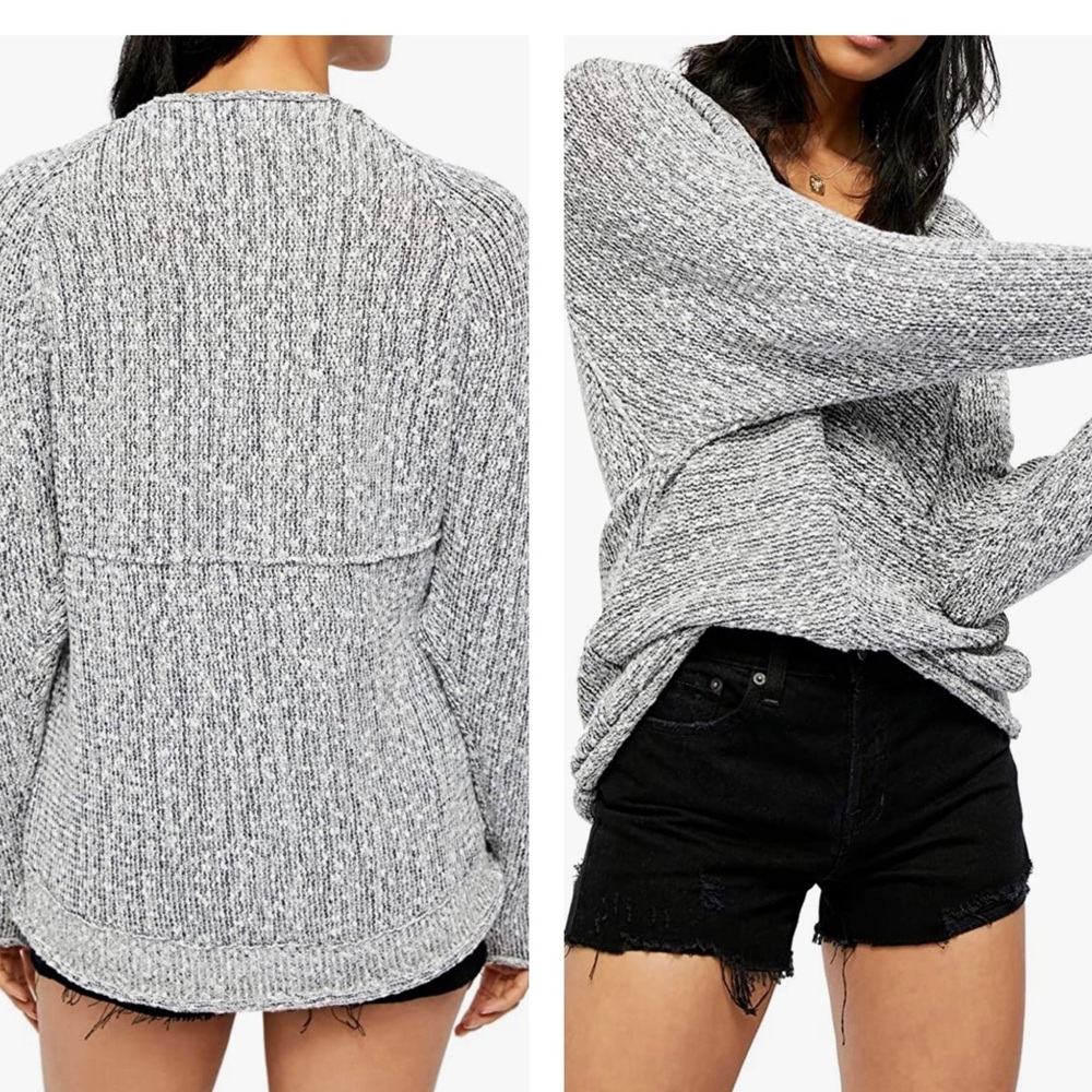 Free People Womens Bright Lights Marled Open Stitch Pullover Sweater